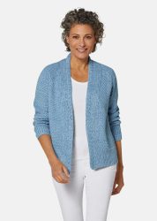 Zeitlose Strickjacke in Grobstrick - blau / méliert - Gr. 19 von Goldner Fashion