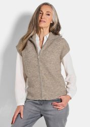 Strickweste mit Reissverschluss - taupe - Gr. 22 von Goldner Fashion