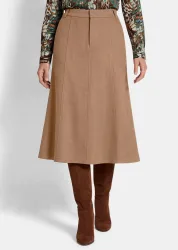 Ausgestellter Jupe in Velours-Optik - taupe - Gr. 44 von Goldner Fashion