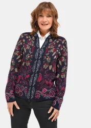 Strickjacke mit aufwändiger Strickstruktur - marine / gemustert - Gr. 20 von Goldner Fashion