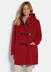 Klassischer Dufflecoat aus feinster Wolle-Mix - rot - Gr. 48 von Goldner Fashion