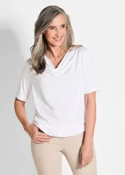 Shirt mit Wasserfallausschnitt - weiss - Gr. 19 von Goldner Fashion