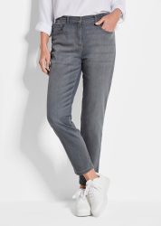 7/8-Jeans BELLA mit Strasssteinen - grau - Gr. 22 von Goldner Fashion
