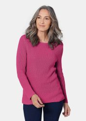 Figurschmeichelnder Pullover aus reiner Baumwolle - pink - Gr. 24 von Goldner Fashion