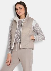 Wendeweste mit Strick- und Steppseite - beige - Gr. 42 von Goldner Fashion