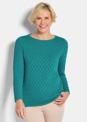 Strickpullover mit Wabenstruktur - smaragd - Gr. 40 von Goldner Fashion