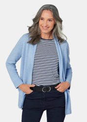 Strickjacke aus Merinowolle - hellblau / méliert - Gr. 21 von Goldner Fashion