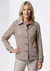 Trench-Jacke in Crash-Optik - stein - Gr. 24 von Goldner Fashion