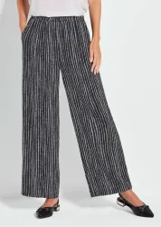 Palazzo-Hose VERA in Streifen-Tupfen-Optik - schwarz / weiss / gemustert - Gr. 255 von Goldner Fashion