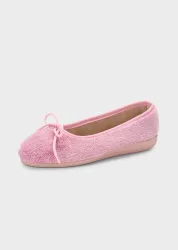 Ballerina-Hausschuhe mit Schleife - rosé - Gr. 38 von Goldner Fashion