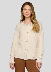 Strickjacke in Bouclé-Optik - cremeweiss - Gr. 42 von Goldner Fashion
