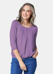 Gepflegtes Shirt in eleganter Blusen-Optik - lila - Gr. 40 von Goldner Fashion