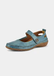 Ballerina mit Klettverschlussriemen - blau - Gr. 37 von Goldner Fashion