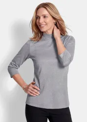 Shirt aus glänzendem Viskose-Jersey - grau - Gr. 25 von Goldner Fashion