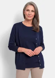Strickjacke aus reiner Merinowolle - marine - Gr. 19 von Goldner Fashion