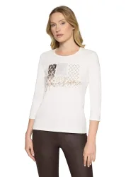 Jersey-Shirt mit glitzerndem Frontmotiv - cremeweiss - Gr. 42 von Goldner Fashion