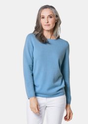 Kaschmirpullover mit U-Boot Ausschnitt - blau - Gr. 22 von Goldner Fashion
