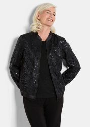 Eleganter Blouson mit Perlen und Pailletten - schwarz / metallic / gemustert - Gr. 19 von Goldner Fashion