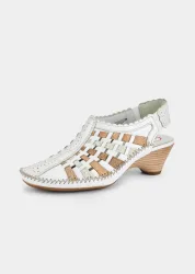 Klassischer Slingpumps aus Leder - weiss / beige - Gr. 36 von Goldner Fashion