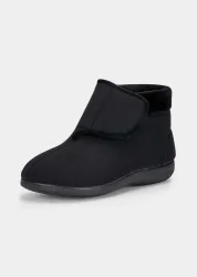 Hallux-Hausschuhe mit breitem Klettverschluss - schwarz - Gr. 37 von Goldner Fashion