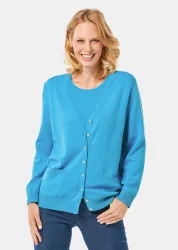 Strickjacke aus reiner Merinowolle - türkis - Gr. 25 von Goldner Fashion