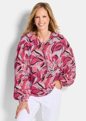 Viskose-Bluse mit Statement-Ärmeln - pink / gemustert - Gr. 19 von Goldner Fashion