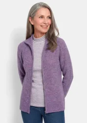 Strickjacke in Rippenstruktur mit Reissverschluss - flieder / méliert - Gr. 21 von Goldner Fashion