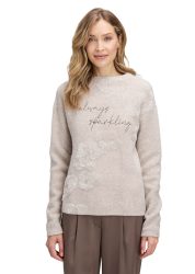 Strickpullover mit glänzenden Flausch-Details - beige - Gr. 42 von Goldner Fashion