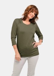 Trageangenehmes Viskoseshirt mit Elasthan - khaki - Gr. 19 von Goldner Fashion