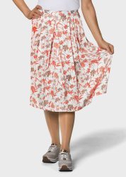 Leicht schwingender Druckrock - weiss / orange / gemustert - Gr. 23 von Goldner Fashion