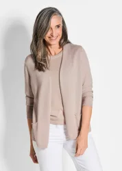 Kaschmir-Longstrickjacke - beige - Gr. 20 von Goldner Fashion