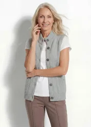 Leichte Strickweste mit Knopfleiste - grau - Gr. 21 von Goldner Fashion