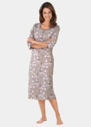 Nachthemd mit 3/4-Arm - taupe / flieder / gemustert - Gr. 22/23 von Goldner Fashion