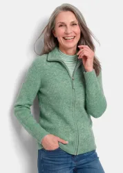 Strickjacke in Rippenstruktur mit Reissverschluss - hellgrün / méliert - Gr. 25 von Goldner Fashion