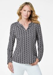Blusenshirt in femininer Form - grau / gemustert - Gr. 19 von Goldner Fashion