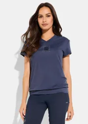 Funktionsshirt mit V-Ausschnitt - rauchblau - Gr. 36 von Goldner Fashion