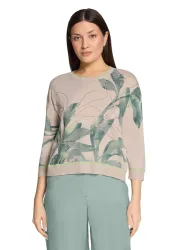 Pullover - beige / grün - Gr. 38 von Goldner Fashion