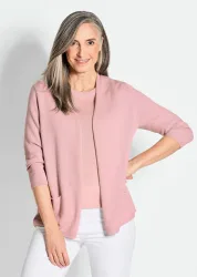 Kaschmir-Longstrickjacke - rosé - Gr. 21 von Goldner Fashion