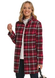 Hochwertiger Mantel in moderner Karo-Optik - dunkelrot / schwarz / weiss - Gr. 23 von Goldner Fashion