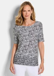 Jersey-Shirt mit Blumenprint - weiss / schwarz / gemustert - Gr. 22 von Goldner Fashion