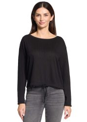 Strukturiertes Shirt mit Längsstreifen - schwarz - Gr. 40 von Goldner Fashion