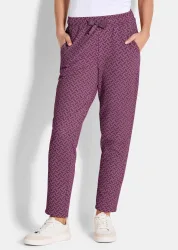 Freizeithose mit Glanz-Details - bordeaux / gemustert - Gr. 21 von Goldner Fashion