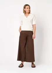 Luftige Culotte mit glatten Schlupfbund - braun - Gr. 38 von Goldner Fashion