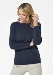 Kaschmirpullover mit U-Boot Ausschnitt - marine - Gr. 20 von Goldner Fashion