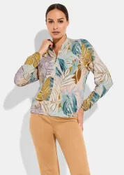Blouson aus Viskose-Jersey - blau / flieder / gemustert - Gr. 21 von Goldner Fashion