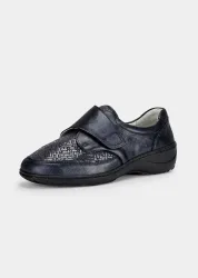 Halbschuhe mit breitem Klettverschluss - marine - Gr. 37 von Goldner Fashion
