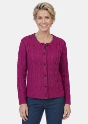 Strickjacke mit Schurwolle - beere - Gr. 44 von Goldner Fashion