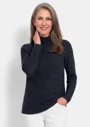 Feiner Strickpullover mit Stehkragen - marine - Gr. 19 von Goldner Fashion