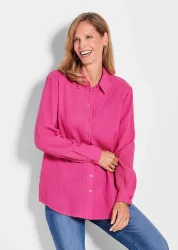 Blusenhemd aus Baumwoll-Musselin - pink - Gr. 19 von Goldner Fashion