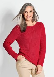 Figurschmeichelnder Pullover aus reiner Baumwolle - rot - Gr. 21 von Goldner Fashion